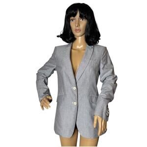 Tommy Hilfiger Two-Button Oxford Chambray Blazer blue preppy chic size 6